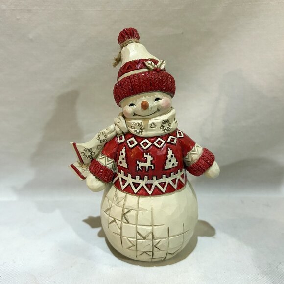 Jim Shore Snowy Smiles Nordic Noel Snowman 2022 Heartwood Creek Enesco #6010835 - Picture 1 of 6
